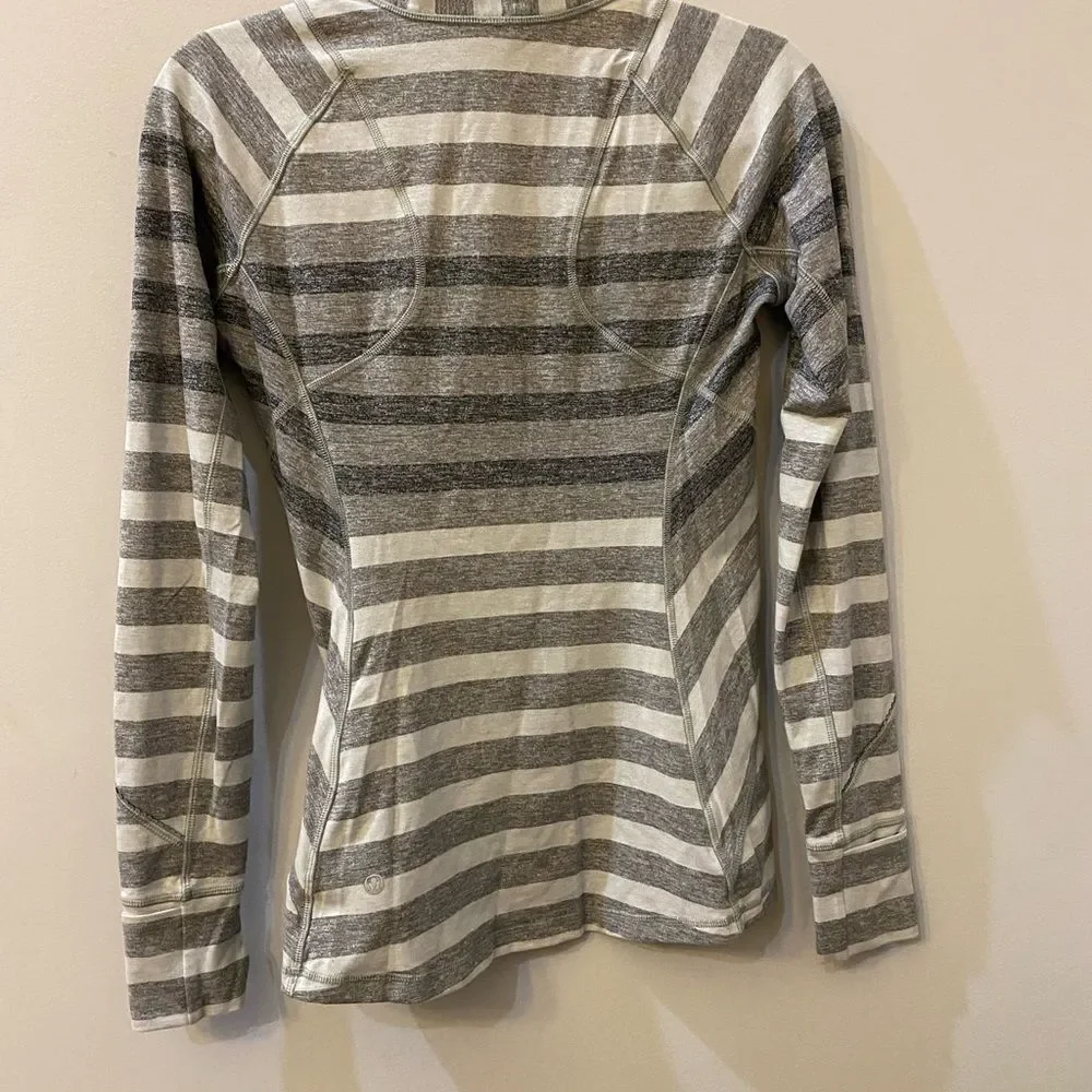 Lululemon Race Your Pace 1/2 Zip Pullover Gray Striped Women Size 6